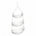 Suport fructe/legume cu 3 cosuri, H 72 cm, metal, argintiu