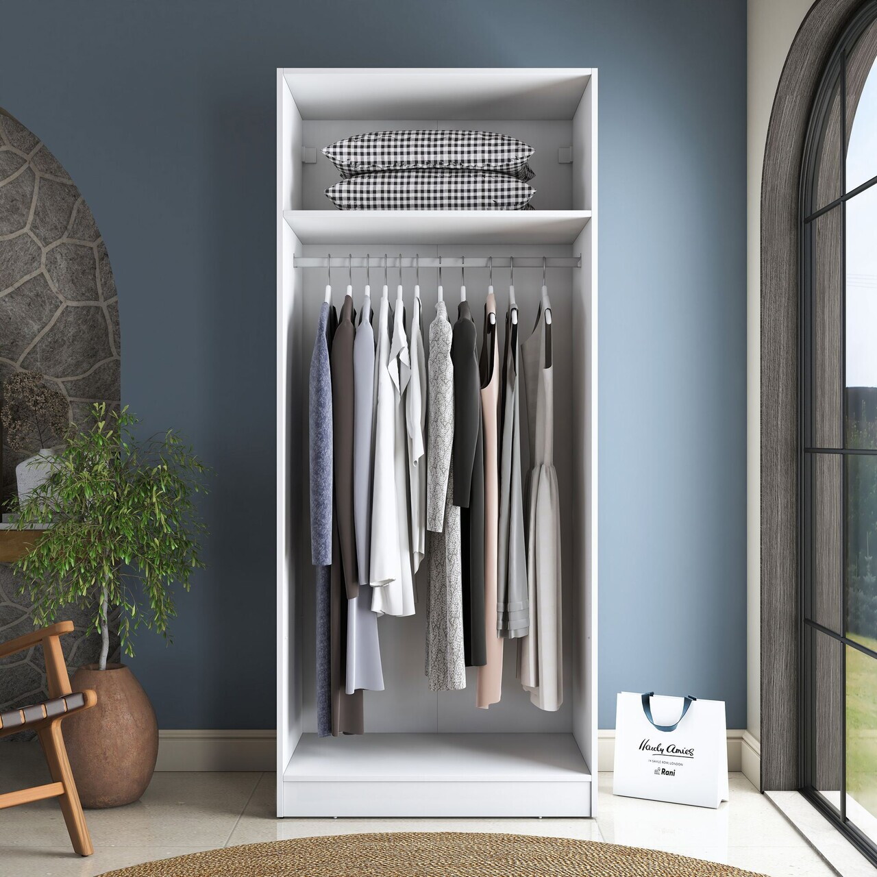 Dulap pentru haine, Hanah Home, BA232, 90x210x57.5 cm, PAL melaminat, Alb - view 8