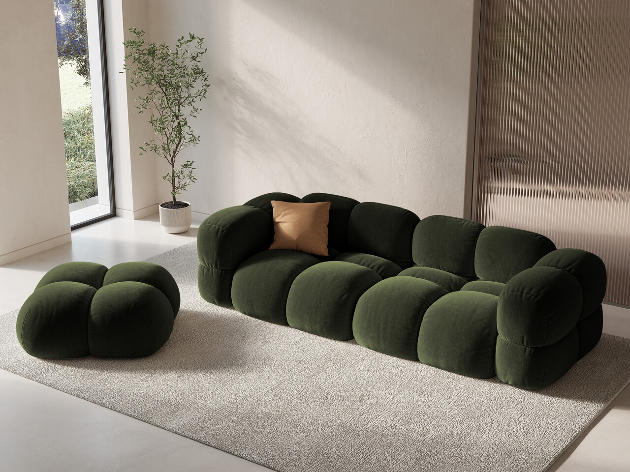 Canapea 4 locuri, Loretto, Cosmopolitan Design, 250x100x68 cm, catifea, verde - 2 | YEO