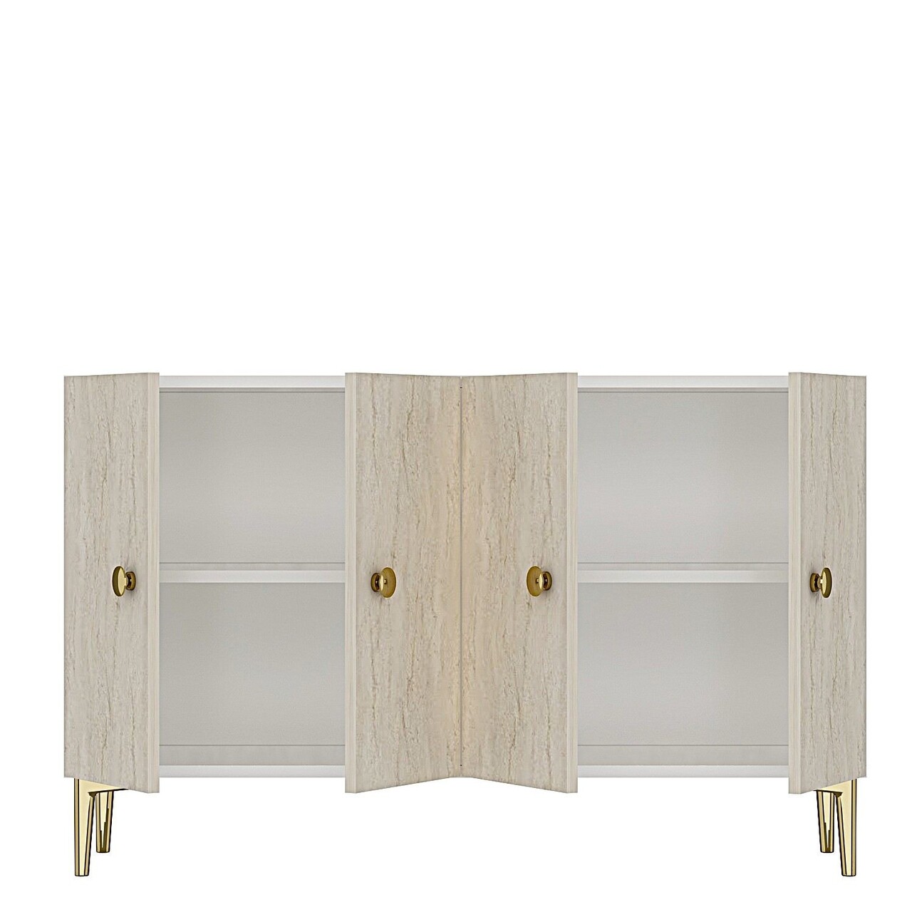 Consola, Hanah Home, Simple 120, 120x75x32 cm, Alb / Travertin - view 7