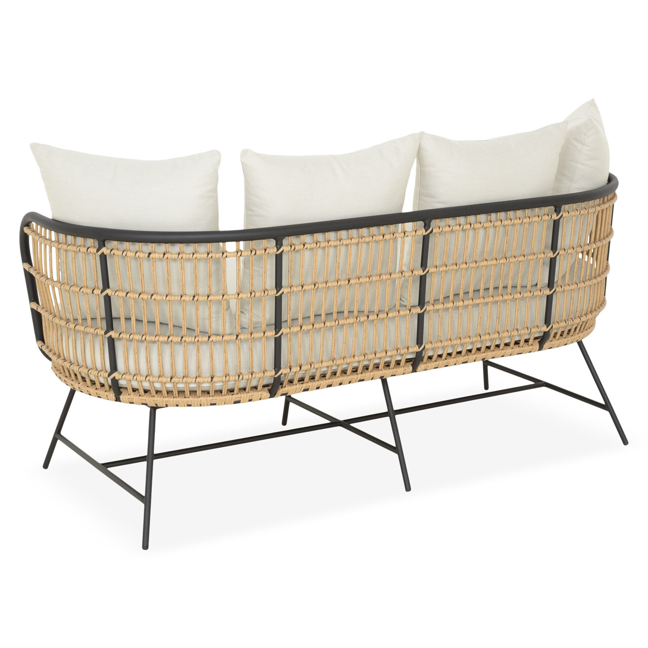 Canapea pentru gradina/terasa Arden, 161x77x72.5 cm, aluminiu/otel, natur/bej