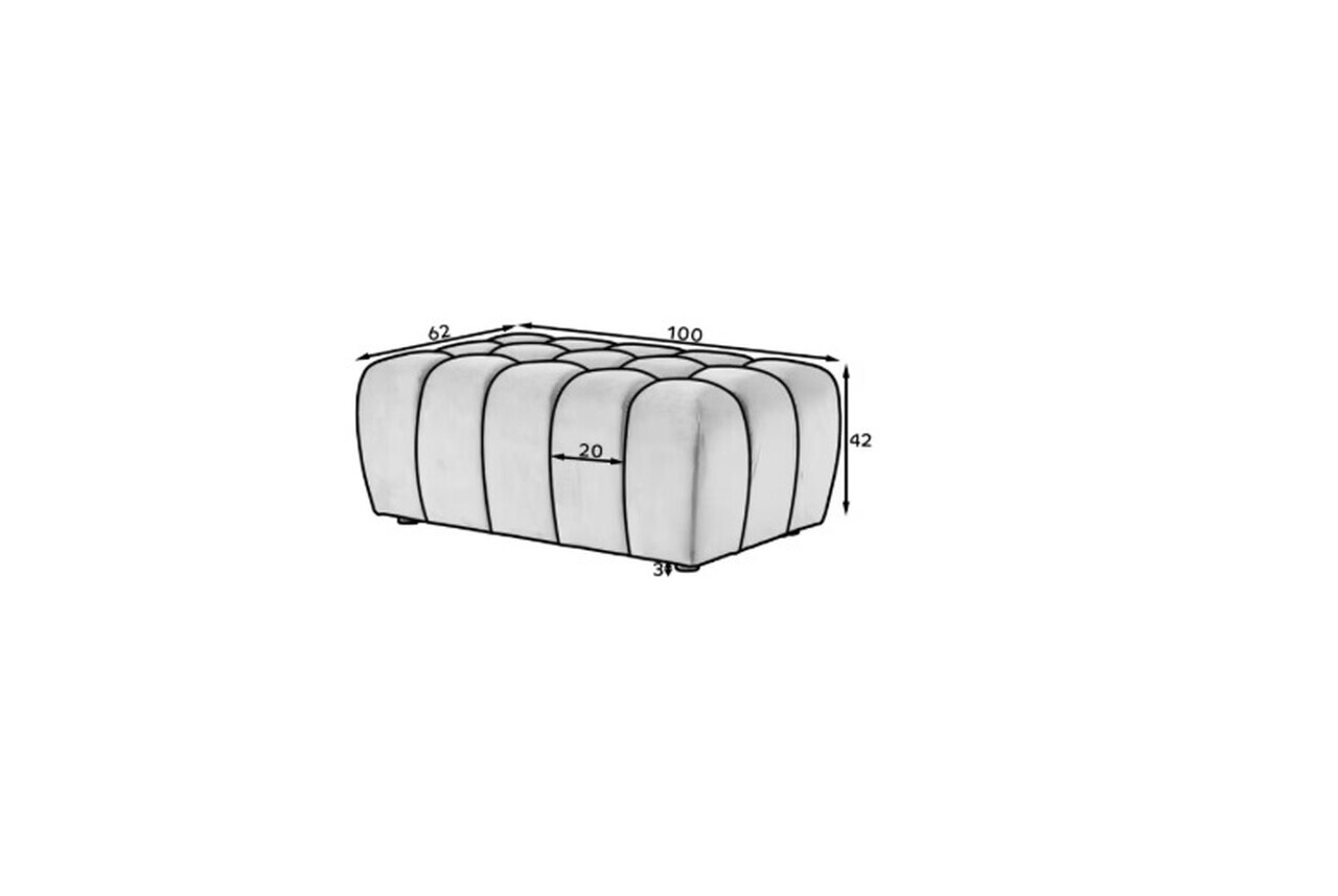 Taburet ELTAP, Lazaro, 100x62x42 cm, lemn/poliester, mustar — imaginea 3