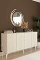 Consola, Hanah Home, Gumus 150, 150x79x32 cm, Alb / Travertin