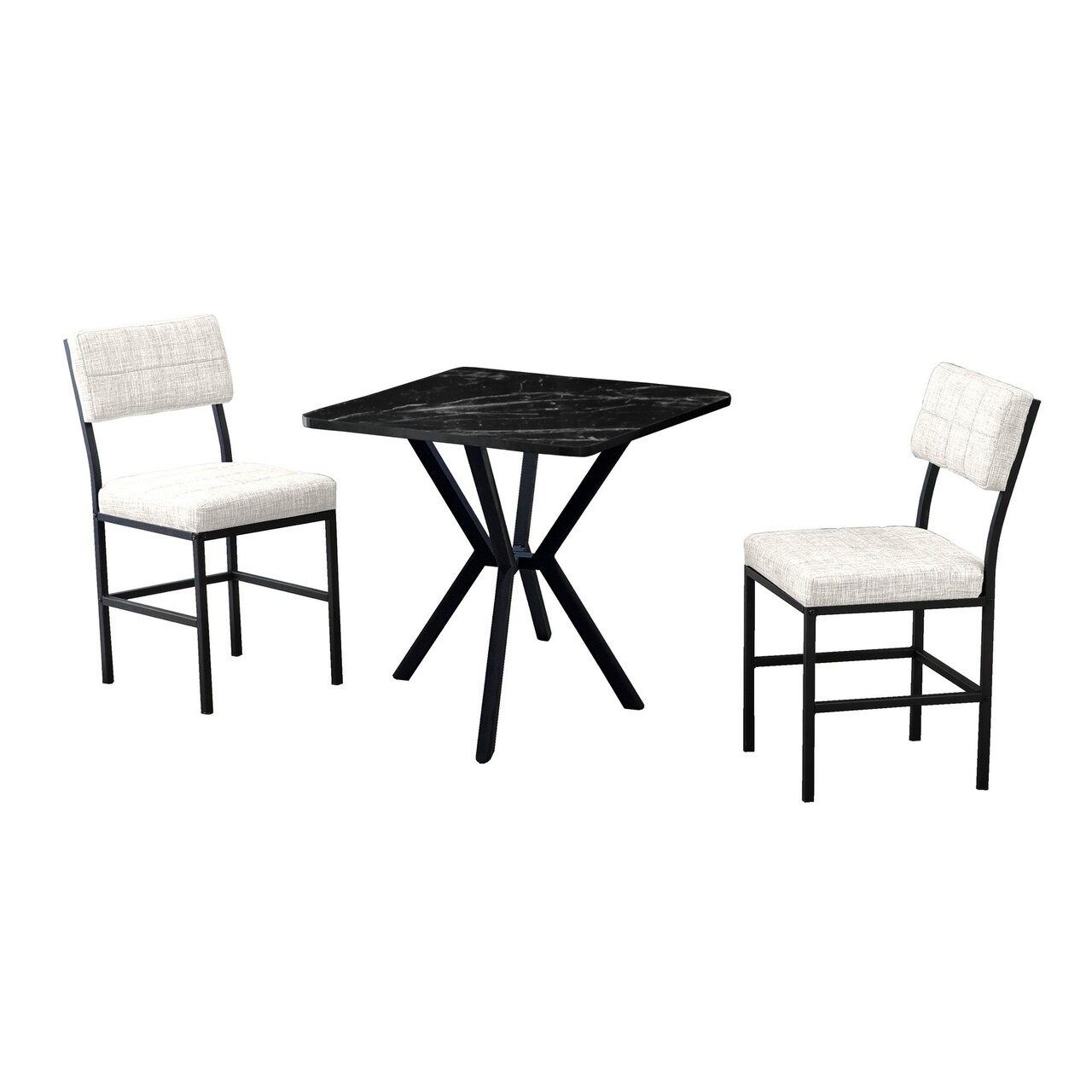 Set masa extensibila si scaune, 3 piese, Hanah Home, Dubai, Crem/Negru - view 2