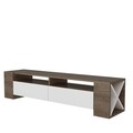 Comoda TV, Zena Home, Sosruko, 155 x 35 x 35 cm, pal melaminat, nuc/alb