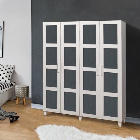 Dulap pentru haine salvia 1 - white, anthracite, vella, 160x48x189 cm