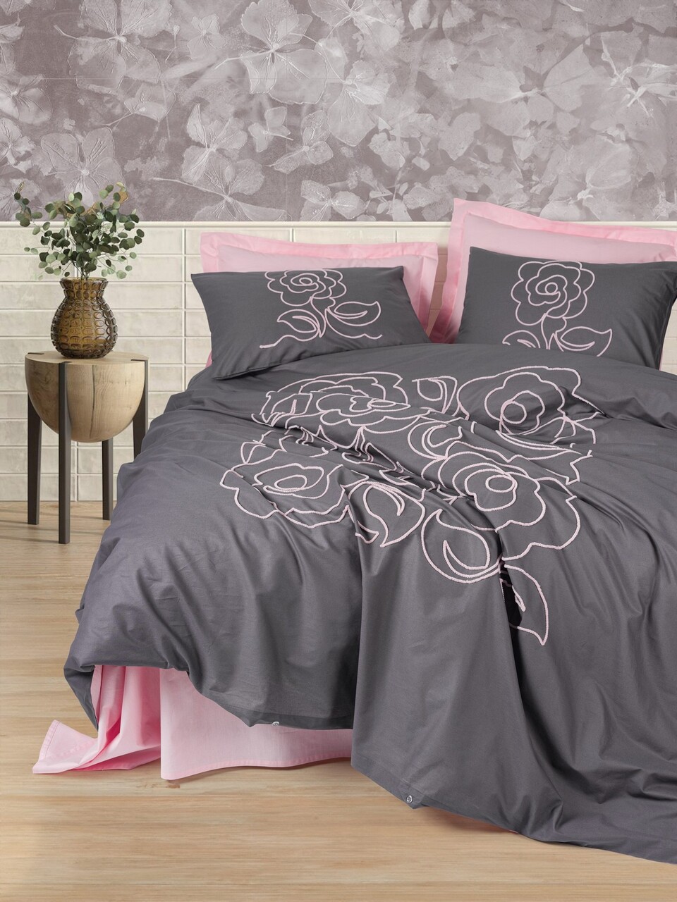 Lenjerie de pat dubla, Primula - Pink, Cotton Box, Bumbac Ranforce
