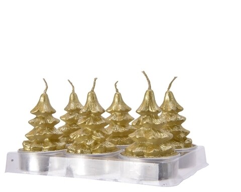 Set 6 lumanari Tree, Decoris, ceara, auriu