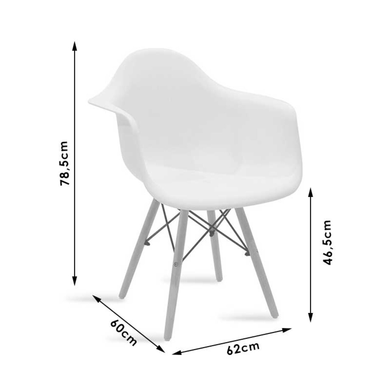 Scaun Julia Armchair, Pakoworld, 62x60x78.5 Cm, Lemn De Fag/polipropilena, Gri