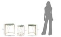 Set 3 masute Greeny, Mauro Ferretti, Ø 50x56 cm, fier/sticla, auriu