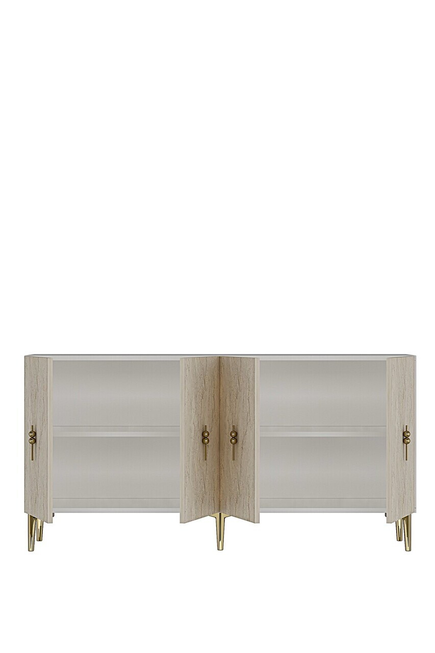 Consola, Hanah Home, Salkım 180, 180x75x32 cm, White / Travertine / Gold — imaginea 5