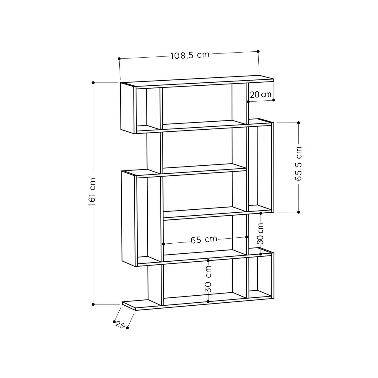Corp biblioteca, Homitis, Mito, 110x161x25.5 cm, Antracit / Maro deschis