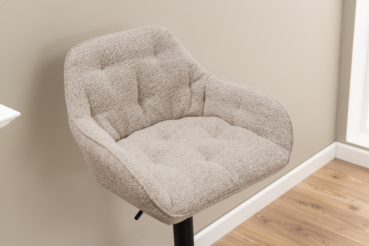 Scaun de bar Brooke, Actona, 52x52x109 cm, rotativ, tesatura Boucle/otel, bej - view 3