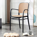 Scaun de gradina Juniper, Pakoworld, 56x52.5x86.5 cm, polipropilena cu protectie UV, negru/bej
