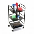 Etajera cu roti pentru baie Black, 3 rafturi, metal