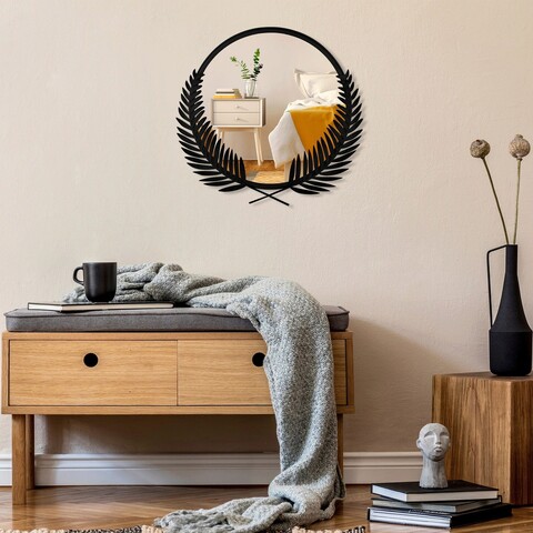 Oglinda decorativa, palm mirror l, metal, dimensiune: 59 x 57 cm, negru