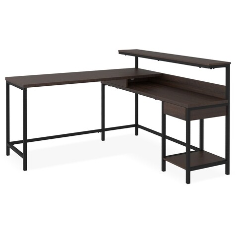 Birou cu retur, Camiburg, L.140 l.140 H.65/76/93, mdf/pal, wenge