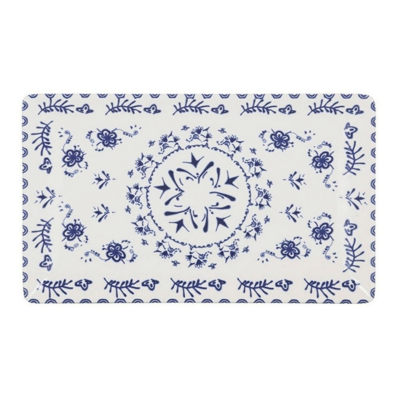 Platou pentru servire Blur, La Mediterranea, 25x15x2 cm, portelan, alb/albastru