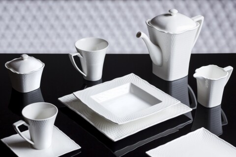 Serviciu pentru cafea 15 piese Ritz, Duo, portelan, alb