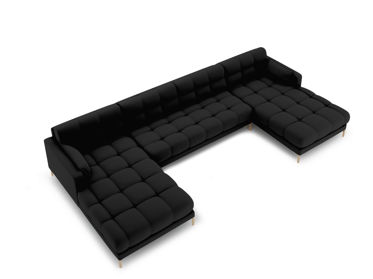 Canapea panoramica 6 locuri, Mamaia, Micadoni Home, GL, 383x185x75 cm, tesatura tip twill, negru - 1 | YEO
