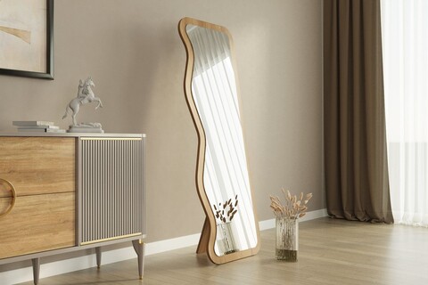 Oglinda decorativa, Siam, Asel, 50x160x2.2 cm, MDF , Natural