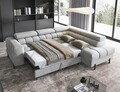 Coltar extensibil dreapta 5 locuri ELTAP, RT-05PA, Ferucce, 276x200x93 cm, lemn/poliester, gri deschis