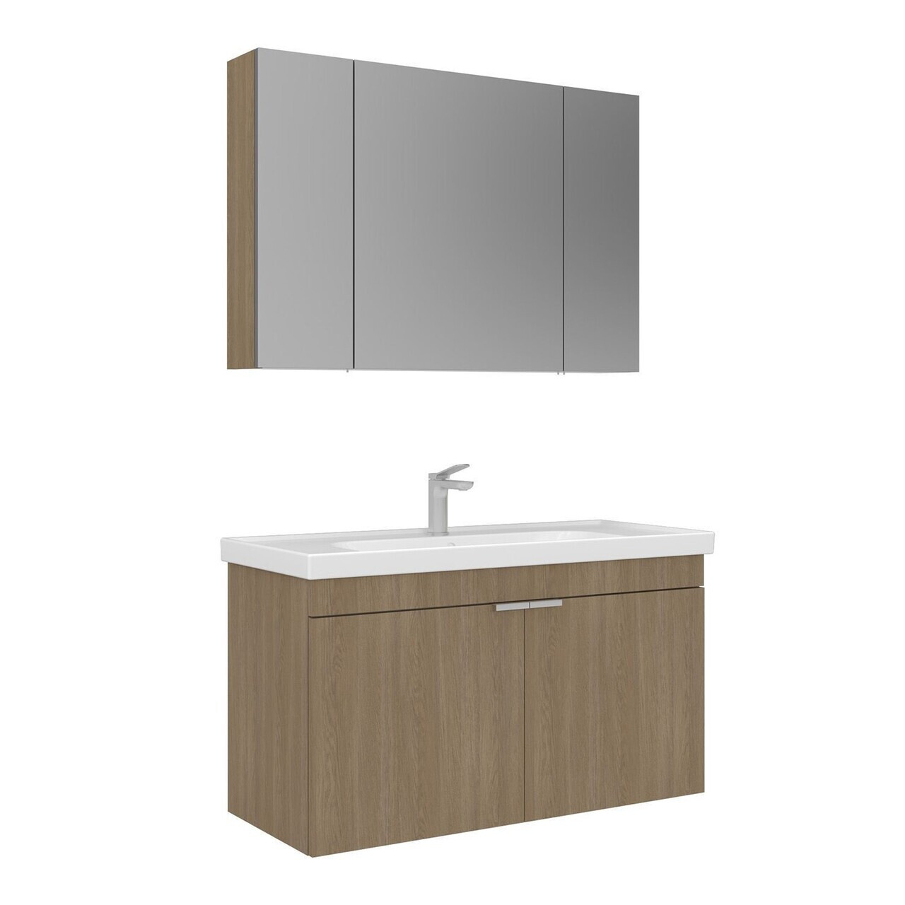 Set Dulap de Baie cu Chiuvetă și Oglindă (2 Piese), Hanah Home, Desna 100, Stejar — imaginea 4