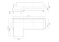 Coltar stanga 3 locuri, Eden, Micadoni, 250x150x90 cm, catifea, gri beton