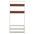 Cuier cu pantofar Entryway, InArt, 80x30x170 cm, fier/MDF, alb
