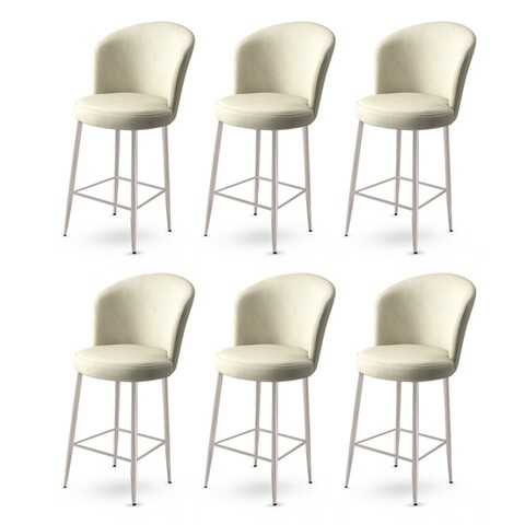 Set scaune de bar 6 piese, Charlotte, Alte, Metal, Crem / Crom