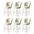 Set scaune de bar 6 piese, Charlotte, Alte, Metal, Crem / Crom