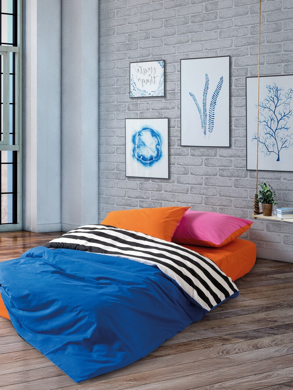 Lenjerie de pat dubla, Dusk - Blue, Cozy Home, Bumbac Ranforce