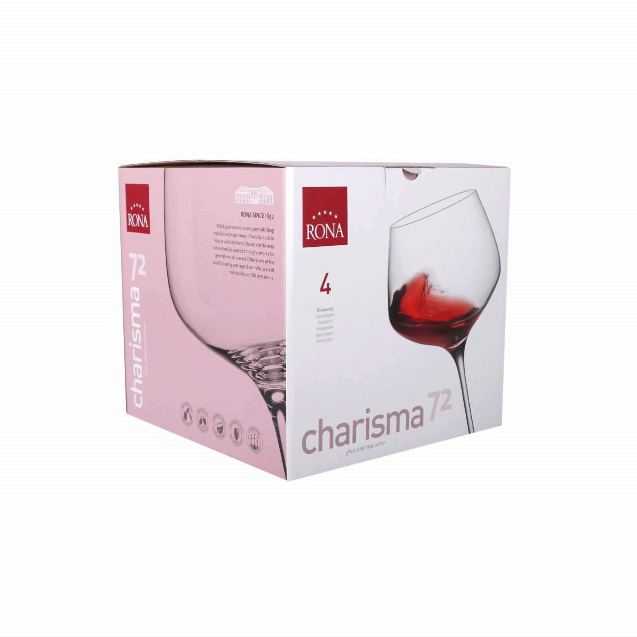 Set 4 pahare pentru vin Charisma, Rona, 720 ml, sticla, transparent