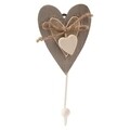 Cuier My Heart, Clayre & Eef, 1 agatatoare, 7x3x15 cm, lemn, gri