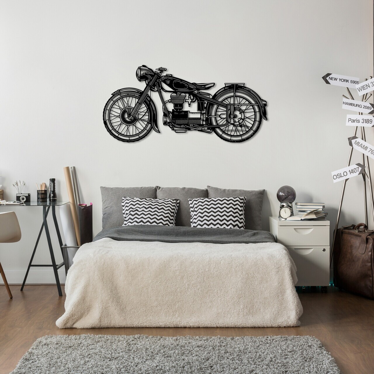 Decoratiune de perete, Leeway-1, Metal, (Grosime: 1,5 mm), Negru — imaginea 4