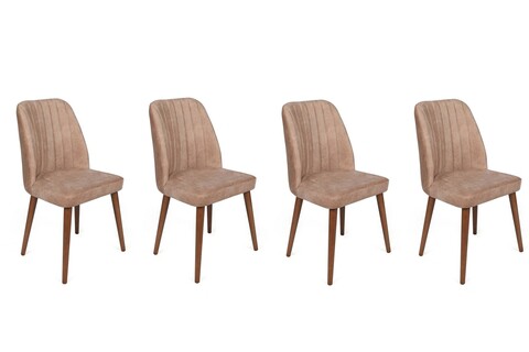 Set scaune 4 piese, Nmobb, Alfa-463 V4, Metal , Bej / Nuc