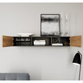 Raft de perete ELTAP, Lanzzi, 120x25x20 cm, MDF laminat, negru/stejar