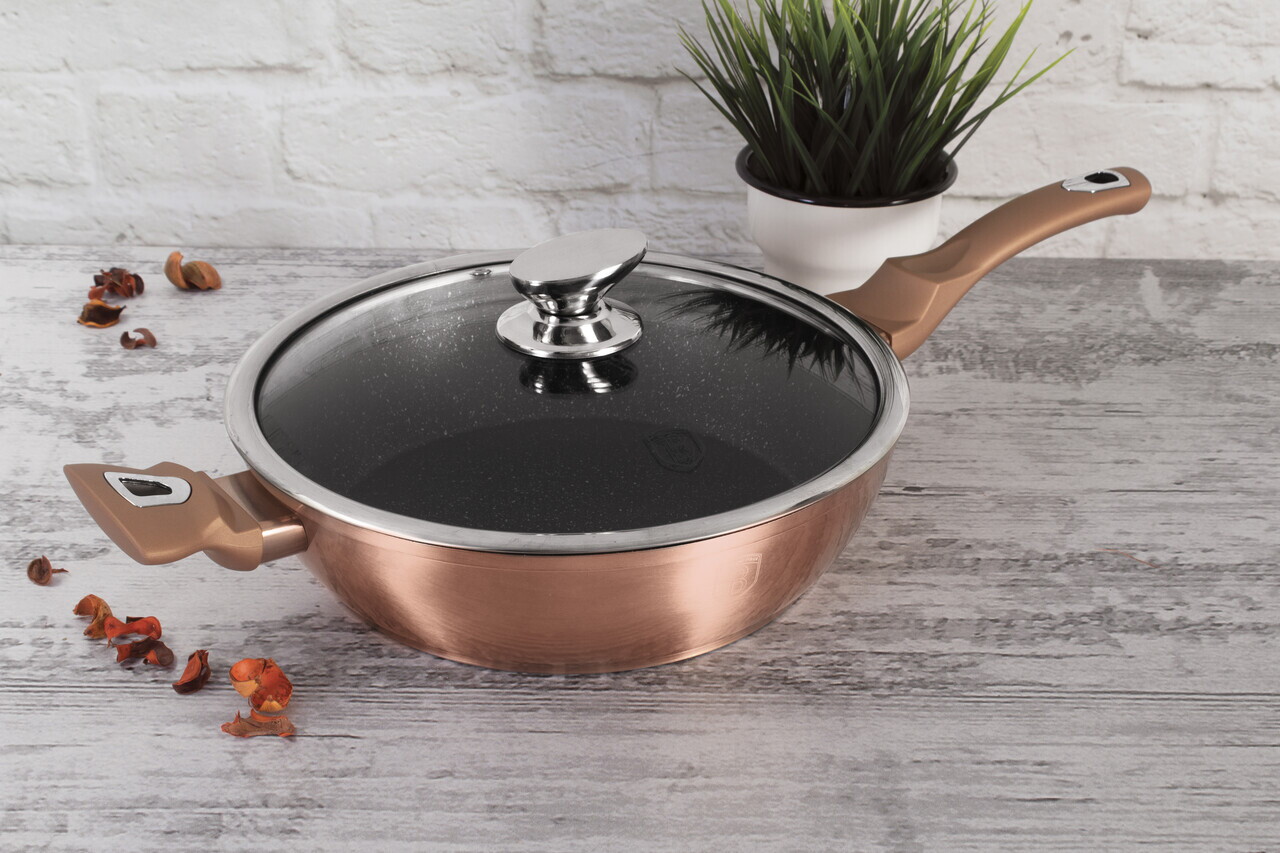 Tigaie adanca cu capac Berlinger Haus, Rose Gold, 28 cm, 3.8 L, aluminiu forjat, roz - imagine 3