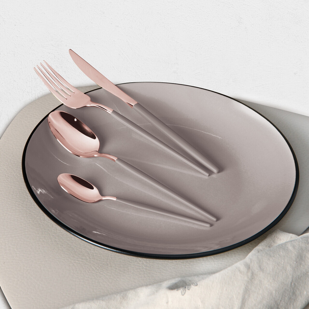 Set tacamuri 24 piese Berlinger Haus, Taupe, inox, taupe/roz - imagine 2