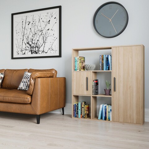 Corp biblioteca, zena home, ridge, 120x123.6x25 cm, pal, stejar