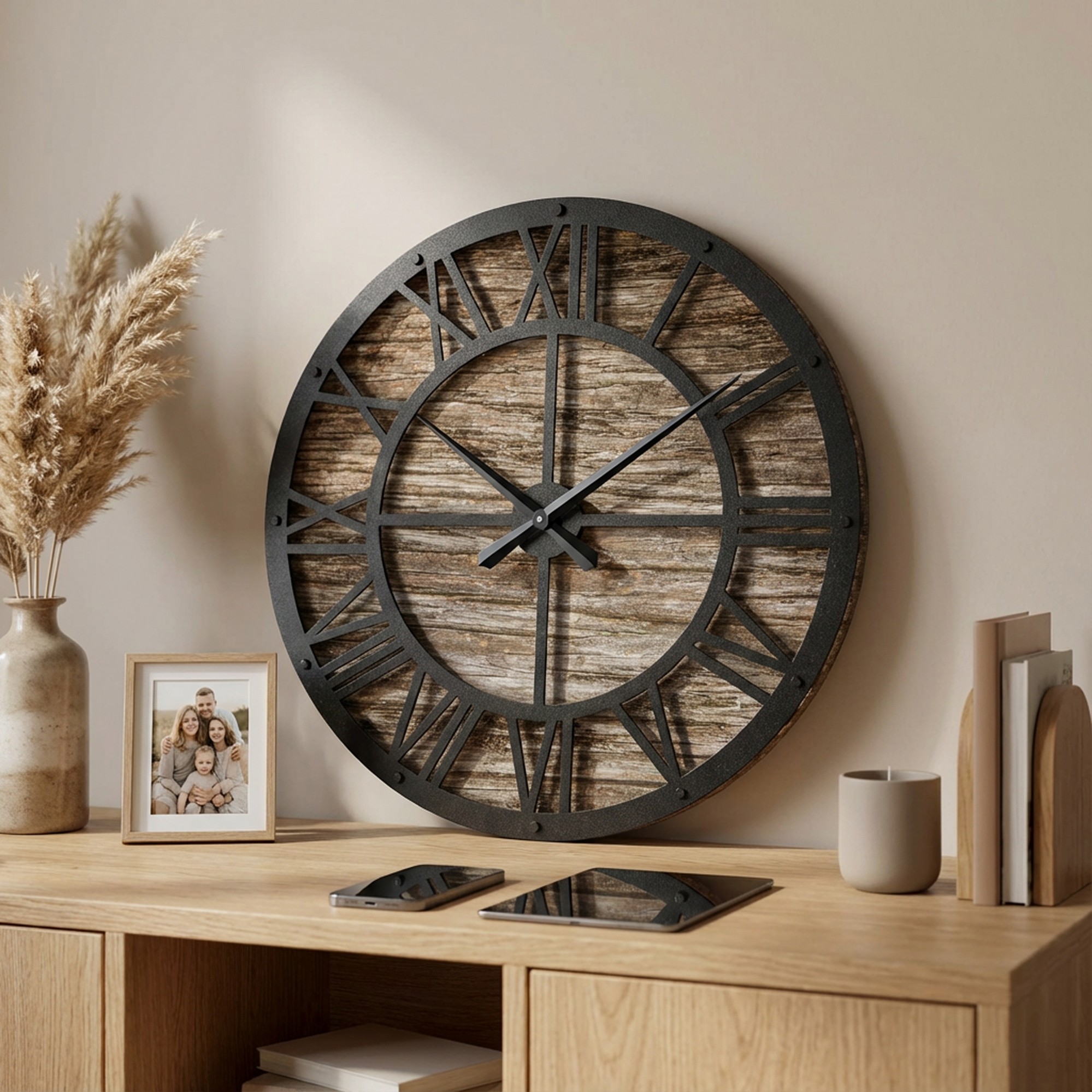 Ceas de perete, MET-MDF-UYART-2019, Dimensiune: 50 x 50 cm, Negru