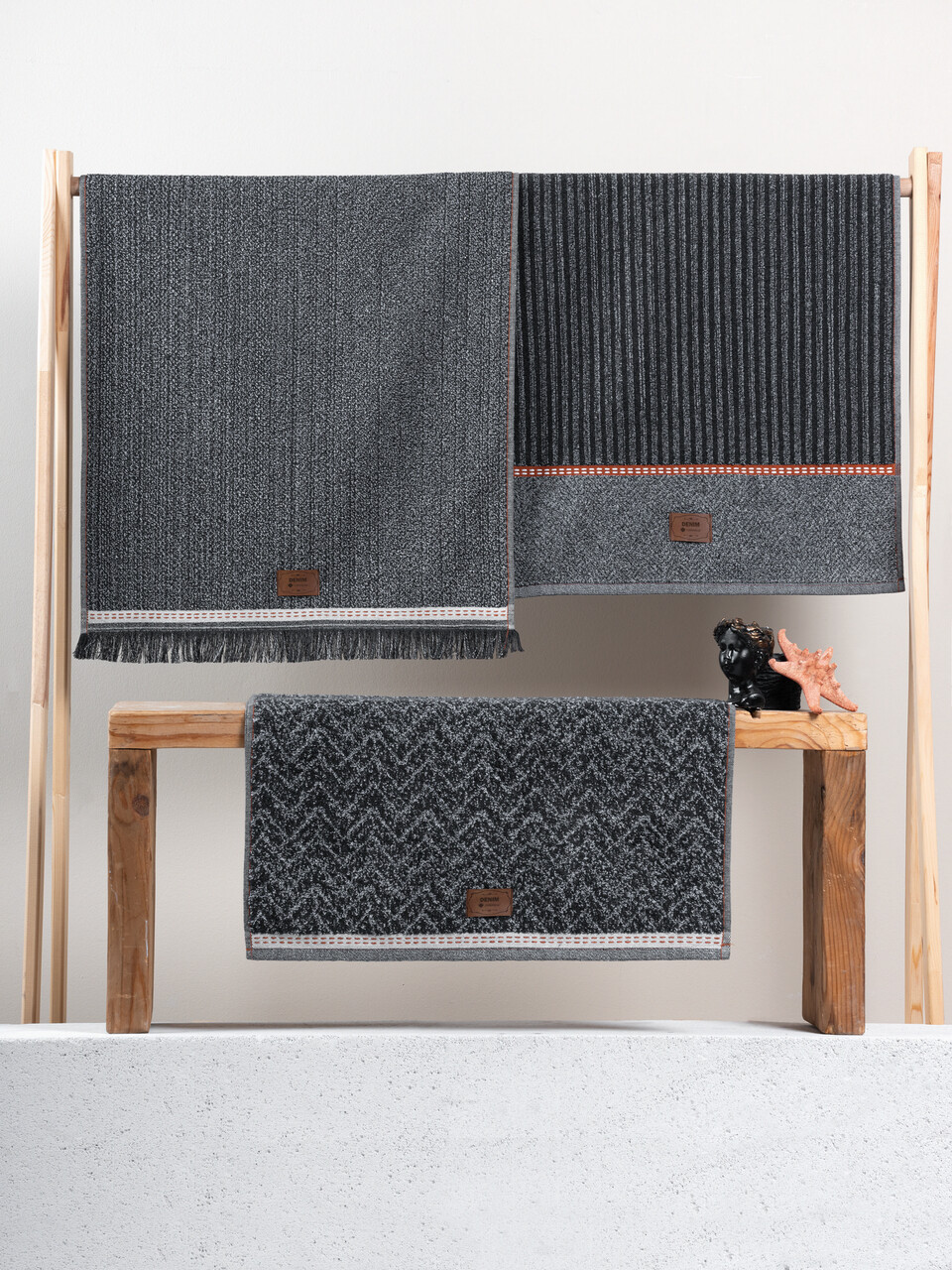 Set prosoape de baie, Cotton Box, Denim, Bumbac/Poliester, Antracit