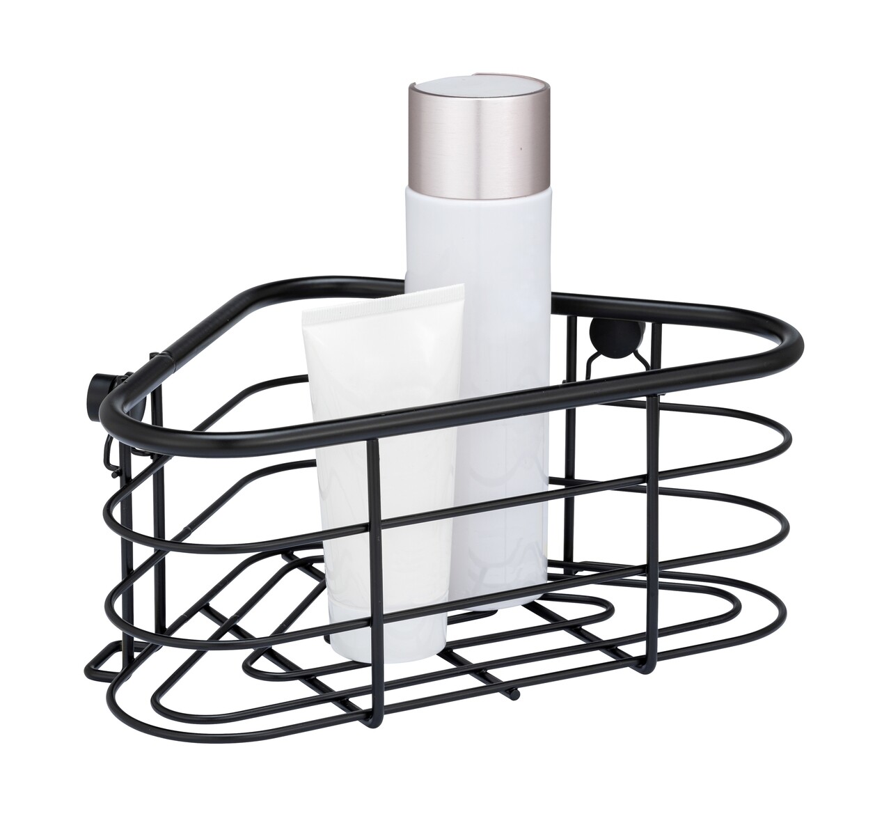 Etajera de colt pentru baie, Wenko, Trestina, 25 x 10.5 x 16.5 cm, inox, negru - 1 | YEO