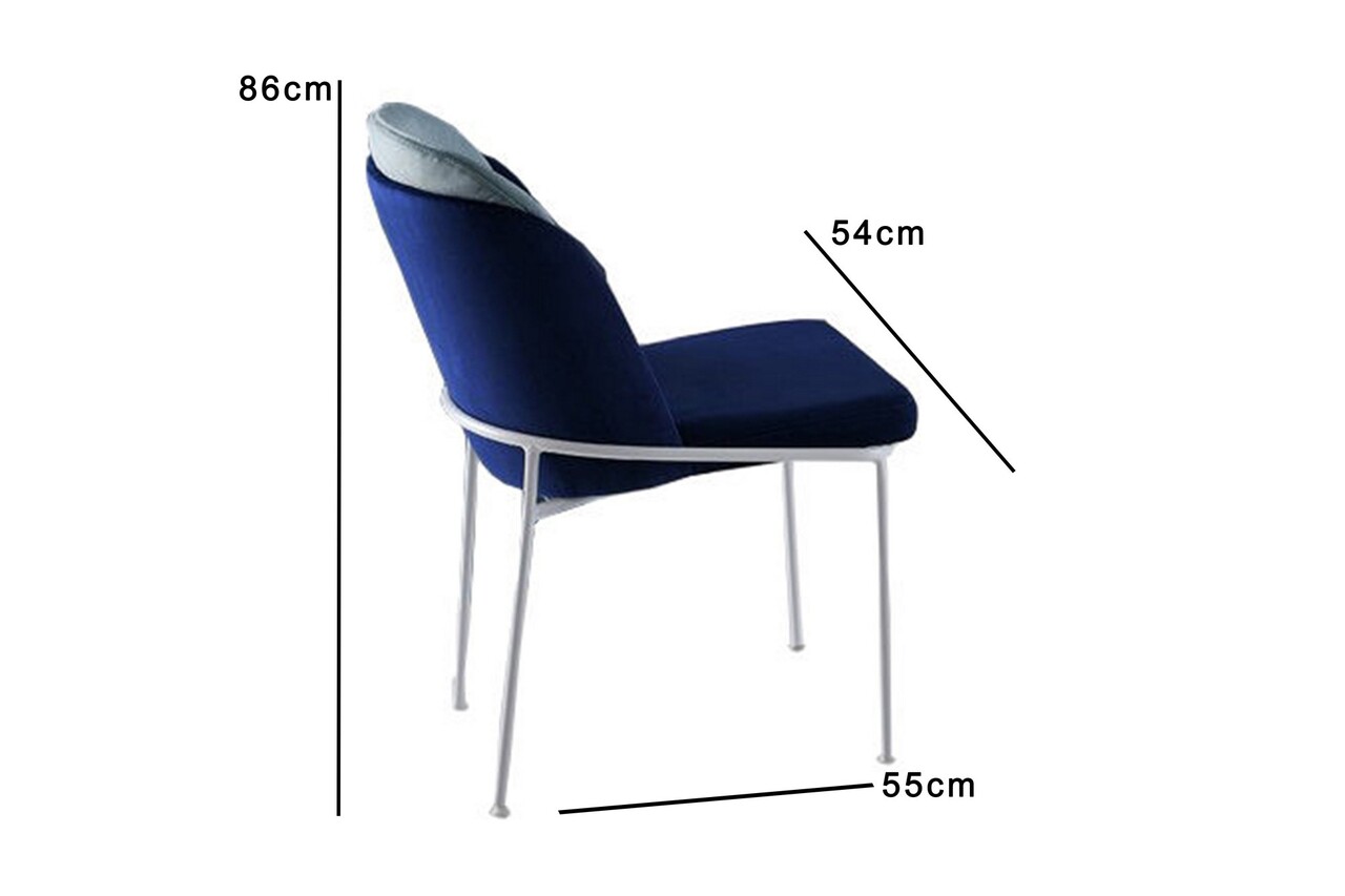 Set scaune 2 piese, Hanah Home, Dore 182 V2, Albastru inchis/Alb - imagine 2