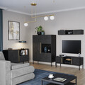 Dulap multifunctional ELTAP, Lanzzi, 120x40x150 cm, MDF laminat, negru/auriu