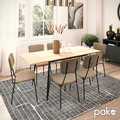 Set masa extensibila si 6 scaune Shazam-Tania, Pakoworld, 120-160x80x76 cm, MDF/fier/textil, sonoma/negru/bej