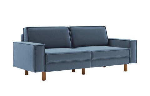 Canapea 3 locuri, Atelier del Sofa, 918CMF1238, Cadru: 100% OȚEL, Albastru oceanic / Nuc