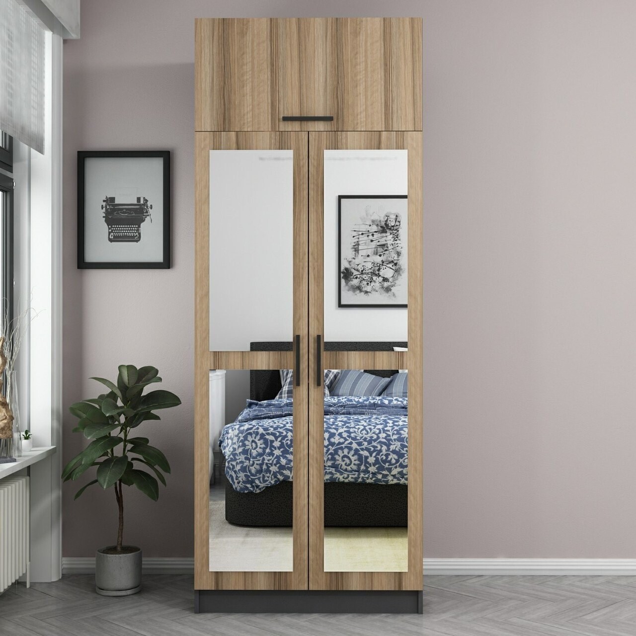Dulap pentru haine, Minerva, Kale Oak, 90x235x52 cm, PAL, Stejar - 2 | YEO