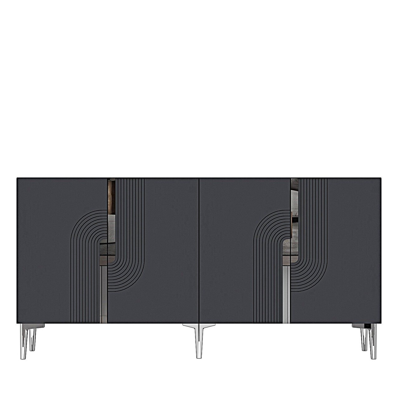 Consola, Hanah Home, Meyra 150, 150x75x32 cm, PAL , Antracit / Argintiu - view 3