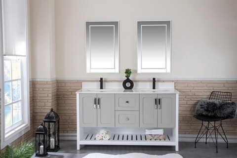 Set mobilier de baie (3 piese), Jussara, Yampa 60, Gri Jussara
